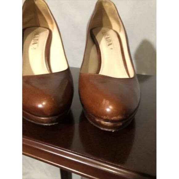 Prada Womens Brown Leather High Heel Pumps Size 37 - Picture 12 of 12